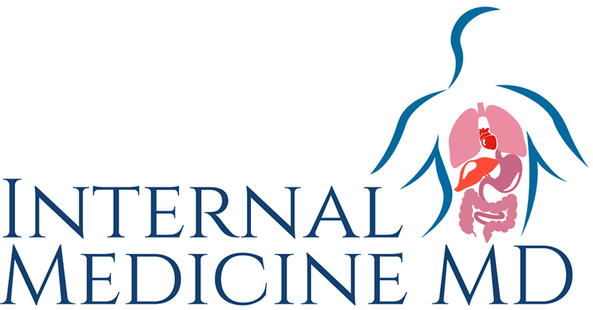 Logo of Internal Medicine MD with stylized human figure showing internal organs, including lungs, heart, liver, and intestines, above the text "Internal Medicine MD.